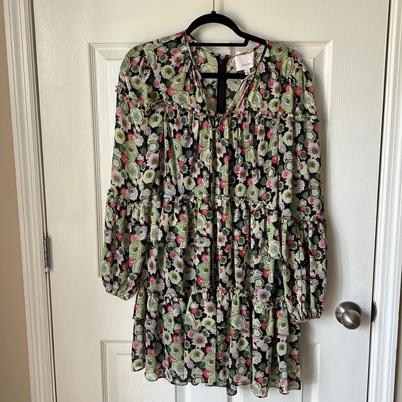 Cinq A Sept Dita Floral Print Long Sleeve Minidress in Prickly Pear Multi Size 4 - Picture 6 of 11